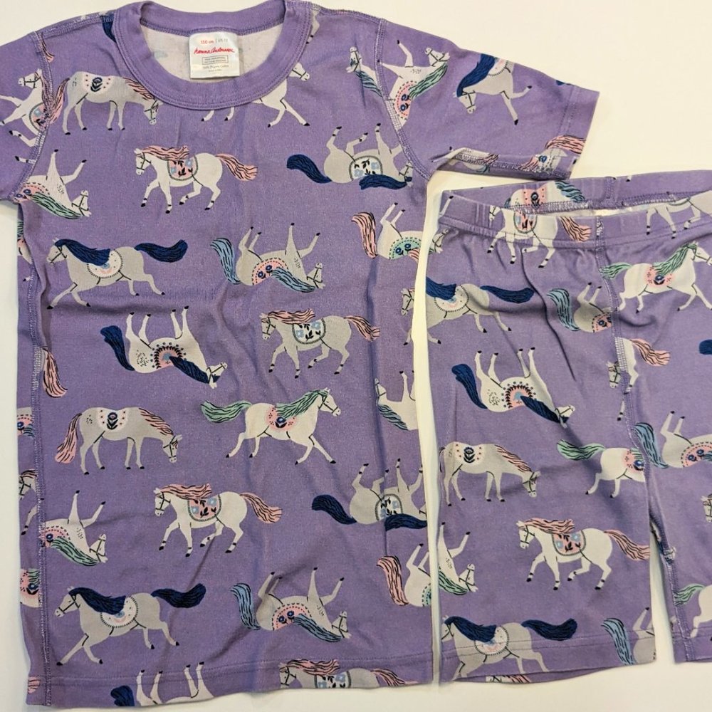 Hanna Andersson horse print pajamas, Size 12. 100% organic cotton